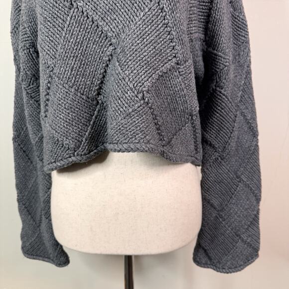 JW Anderson Basketweave Sweater Cropped Gray Leather Wool Size XS S Minimalist - Picture 3 of 12